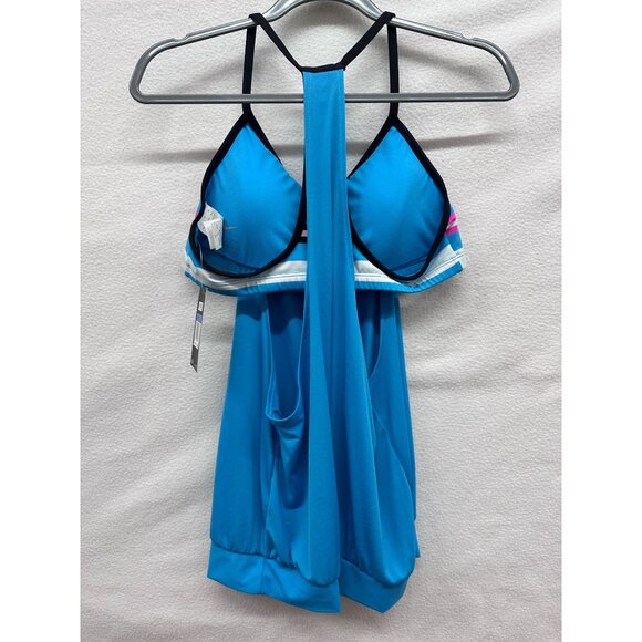Nike Womens XL Striped Racerback Swim Tankini With Bra Support In Blue NWT - Picture 3 of 8